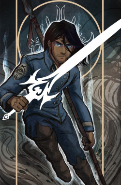 taratjah:I drew Kaladin from the Stormlight Archive! I actually made it a gif to make his eyes glow more, but tumblr ruined the quality so I’ll just post it as a still image I guess.