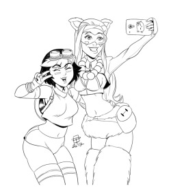callmepo:  Gogo and Honey Lemon go to a rave in San Fransokyo.  Photo photo! I was just going to draw Gogo as a rave girl, but she really needed her BFF to join her. And technically this is a tiny doodle. I have been trying to do my inking in a much