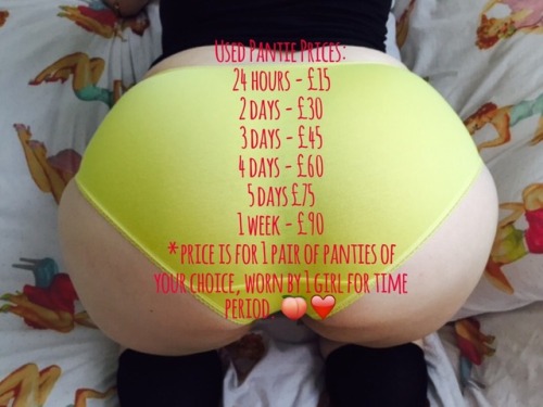 Used Pantie prices…. Any questions, request… cum talk to us! ❤️