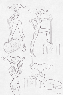 Haichdraws:  A Few Sketches I Did Of Harley Quinn For Fun.