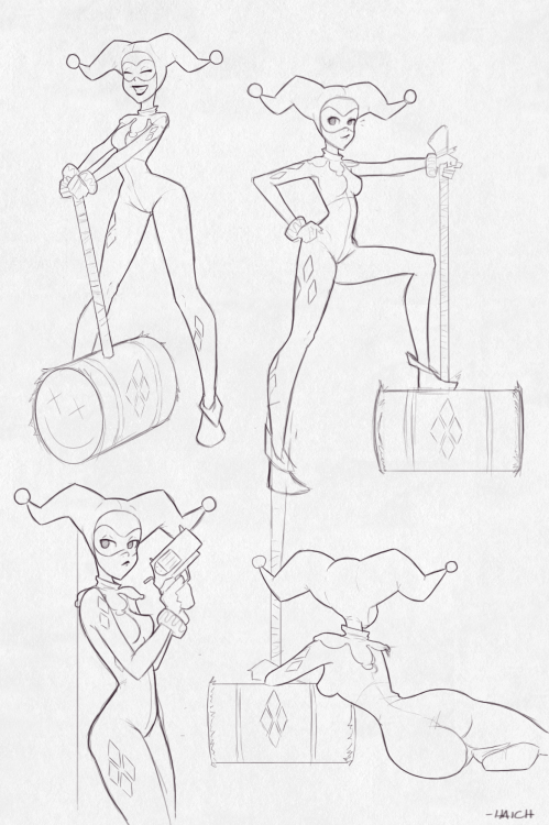 haichdraws:  A few sketches I did of Harley Quinn for fun.