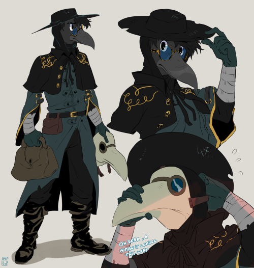 beebeedibapbeediboop:  My plague doctor OC named Neven who is a birdman hiding his face from humans with his mask and who travels on the countryside to help patients.