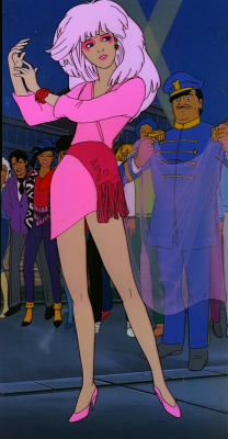 jemstarearrings:  The first full-body shot of Jem from S01E01, The Beginning! Color adjusted and enhanced by yours truly. UwU