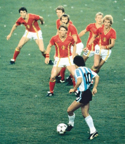 ughpsh:  Diego Maradona against six Belgium players, 1982 