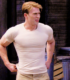 ultronned:chris evans alphabet | t | tight-fitting clothes&ldquo;I think I was just wearing tight shirts. I’m telling you, I was just wearing smediums.&rdquo; - Chris Evans on looking muscular and buff  Dammit Chris! There go my panties again.