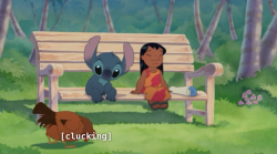 fyliloandstitch:  This scene cracks me up. Not just for the dialogue, but for the mini-heart attack Stitch seems to have when Lilo yells out.  