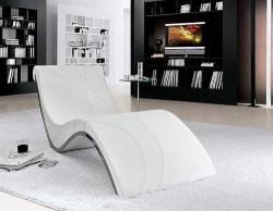 Wonderful Contemporary White Chaise Lounge In The Grey Rug Near Black Shelves And The White Shelves sur We Heart It.