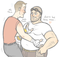 stuffingandthings:  dellconahger:  engie letting scout feel him up because he found out scout’s reeaally into chubby dudes.  This is seriously one of my favorite pictures ever, and it’s also what sparked my love of chubby chaser Scout. 