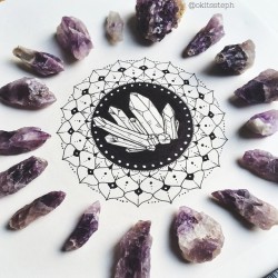 breathealittlelivealittle:  Attempted drawing crystals today! Had so many raw Amethyst lying around for references, totally made me day dream of the Amethyst Mine me and my boy went to, to dig these babies up!