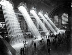 thauwn:  unsleeped:  green-shoot:  pray-for-waves:  igadrobisz:  Grand Central, NYC 1929Its not possible anymore to take such photograph, as the buildings outside block the sun rays.     