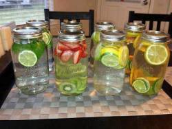 mymalibu: Why drink infused waters? 1. Green tea, mint, and lime - For fat burning, digestion, headaches, congestion and breath freshener. 2. Strawberry and kiwi - For cardiovascular health, immune system protection, blood sugar regulation, digestion.
