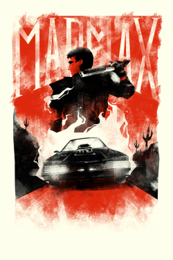 xombiedirge:  The Road Warrior by Marie Bergeron / Tumblr / Store 24” X 36” 2 color screen print, edition of 33.  Part of the Righteous Rides…and The Dudes Who Drive Them art show at the Hero Complex Gallery / Facebook