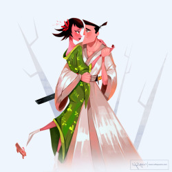 ninsegado91: sofiapuerto:   Back to the Past! Samurai Jack!  I love this couple. However, I am fearful that it might break both of their hearts….I want a happy ending!!!!!    Very nice 