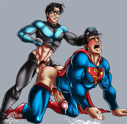 phaustokingdom:  Commission: Nightwing x Superman.