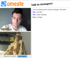 corneliusalba:  stupidjimstuff:  i pretended to be a skeleton and browsed omegle  this is still one of my favorite omegle things btw 