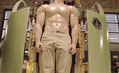 fitzmonkeys:steve rogers ± girl look at dat body  Does anyone else immediately start humming the tune as they feast their eyes on him?