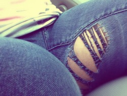 leupagus:  riahhf:  #bigthighproblems  YOU CAN GET THEM REPAIRED THOUGH. There’s a place in NYC called Denim Therapy; I’ve had my favorite jeans fixed by them, where it was almost as big a hole as this one. They use some kind of really tough lattice-type