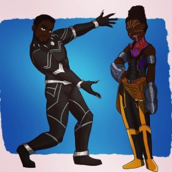 catinthemoonstudios:King T’Challa loves his little sister  Congrats to @chadwickboseman &amp; @letitiawright for their upcoming film release tomorrow! #blackpanther #tchalla #shuri #marvelcomics #marvelmovies