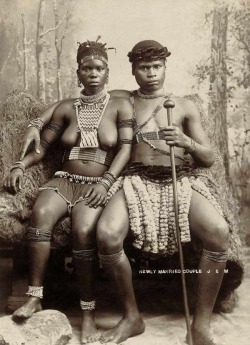 Newly Married Couple: “Swahili Girl from Zanzibar Island” and her Zulu husband. Circa 1900