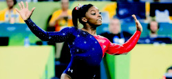 mustafinesse:  Simone Biles of the United States of America during qualification of the Women’s Artistic Gymnastics at the 2016 Summer Olympics in Rio de Janeiro. With one subdivision remaining Biles is ranked first in the All Around, Floor Exercise,