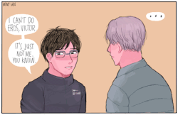 mint-geki:  *stares directly into the screen like he’s in the office* victor is done with yuuri’s shit y'all (based off this text)