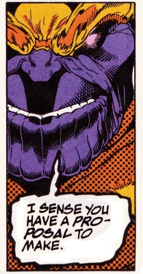 thecomicsvault:  T H A N O SWARLOCK AND THE INFINITY WATCH #10 (November 1992)Art by Angel Medina (pencils), Bob Almond (inks) &amp; Ian Laughlin (colors)Words by Jim Starlin