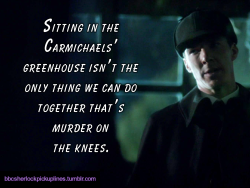 â€œSitting in the Carmichaelsâ€™ greenhouse isnâ€™t the only thing we can do together thatâ€™s murder on the knees.â€