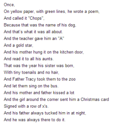  “To Santa Claus and Little Sisters” is the title of this poem. It was written in the 1960s by an  Anonymous 15 year old boy, 2 years before he committed suicide. Steven Chbosky (The perks of being a wallflower) used this poem in the Perks Of Being