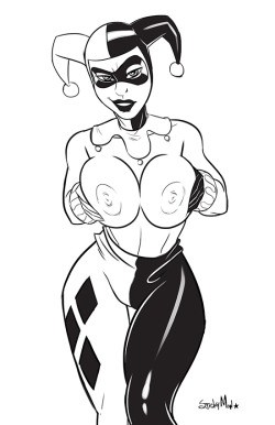 stickymonart:  Harley Quinn lineTopless Harley Quinn commission 