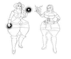 Chubby Gladiators 3 A lineart commission for Stormboarders at dA  Two gladiator ladies trained in magic by Devina, fled her claws and are coming back for revenge!