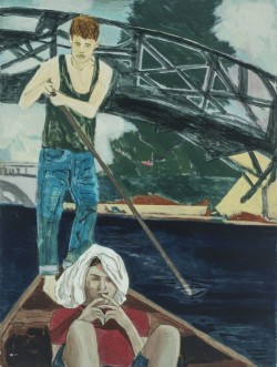 thunderstruck9:Hernan Bas (American, b. 1978), Punting on the Cam (Sunstroke), 2017. Acrylic, gouache and silver leaf on paper, 76.2 × 56.4 cm.