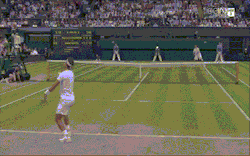 thefootballgifsmore:  Nadal Catching His Own Serve :) Wimbledon 2014 !  Follow me For More Tennis Gifs !! 