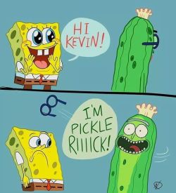 The kind of shit I send to my boyfriend&hellip; 😅😂 @robdog1175   #spongebob #spongebobsquarepants #rickandmorty #ricksanchez #picklerick #kevin #funny #funnypics #mashup #crossover #lol #killinme #dead #idied #😂😂