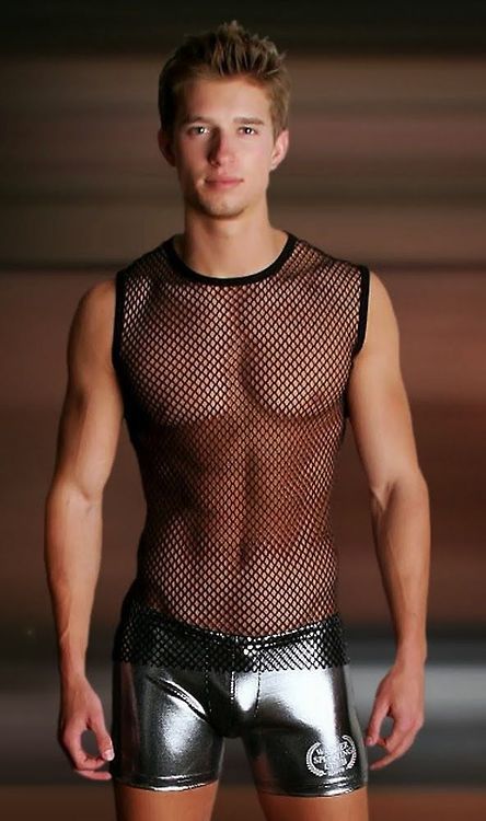 Porn Pics Cute guy but that mesh top needs to come