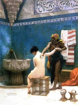 controlled-khaos:  cosmic-noir:  specialnights:  Moorish woman showing the European how to bathe.  History.  The fact that they didn’t even use a form of soap or even knew what it was until they were taught it by the Moorish speaks volumes. 
