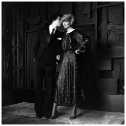 Eyeofthevoid:  Model Charly Stember, Standing With A Man Before A Louise Nevelson