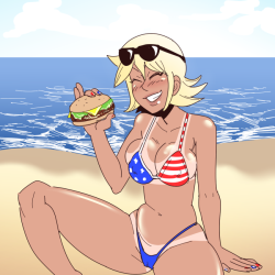 I was too busy eating burgers and setting off fireworks in a swamp to do a 4th piece, so here: Have Mel being American as fuck.I do love 4th of July. It’s the one day of the year I can be unironically hyper-patriotic with my love of flags, guns, burgers,