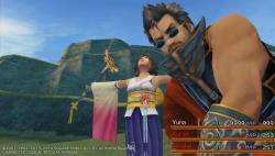 rathianrosa:  captainmeow:  Auron photobombing Yuna while she’s summoning is the best thing about this game.   come to the calm lands in the next ten minutes if u want an ass kicking 