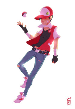 kafel88:another old fanart but one of my favorites;] POkemon trainer Red :]