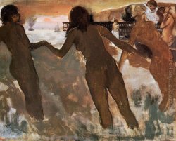 endlessquestion:  Edgar Degas - Peasant Girls Bathing in the Sea at Dusk, 1875 