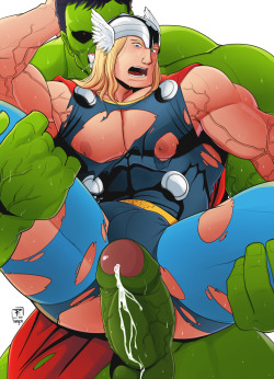 p2ndcumming:  muntayungen:  Hi I’m Thor and… Wait!! What are U doing Hulk?!!!  You can see the image sequence on Patreon :)  Vote 4 Pedro 