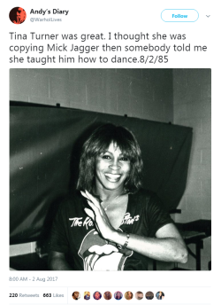 aaliyah-appollonia: bellaxiao: And what tf they mean “she WAS”? She is alive. She has been, is and will forever be great.  Does this person even know who Tina Turner is??? 
