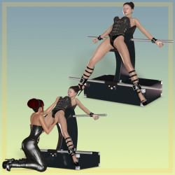 Exhibitor   Your slavegirl needs a new device?   Your V4 mistress needs a new bondage furniture for her slavegirl?   It&rsquo;s time to exhibit!   You get: - Exhibitor Figure - 3 Couple Poses for V4 (can be used to display your slavegirl)  - 3 Exhibitor