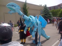sekretly-a-wayward-sociopath:  renagadeshadow:  Blue Eyes White Dragon at Anime North 2012 (So excited for Anime North 2013)  Wouldja look at that. That’s one of my good friends operating that monstrosity. ~ She’s doing a similar-yet smaller Lugia