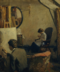 blastedheath:  gandalf1202 Arthur Clifton Goodwin (American, 1866-1929), Louis Kronberg in His Studio in Copley Hall, c.1913. Oil on canvas, 63.7 x 53.5 cm. The Metropolitan Museum of Art, New York. via 