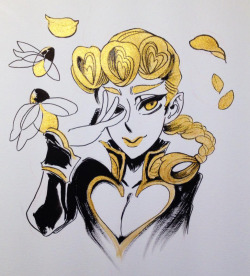 nomorepros:I recently purchased a bottle of golden acrylic ink. I immediately fell in love with it and took the opportunity to draw my favourite golden haired hero. It sure was a golden experience.