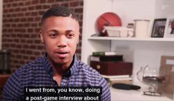 69tolife:  Kye Allums, 25 year old former college basketball player—the first openly division 1 transgender athlete—talks about his experience with the media after coming out as trans in Laverne Cox Presents: The T Word. Watch  here or here.