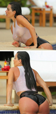 sextapestabloid:  Kim Kardashian wet tank top paparazzi picsHow about a view of #KimKardashian sporting a wet see-through tank top, having some poolside fun and enjoying the sun in her private villa in Mexico…http://www.sextapestabloid.com/news/view/id/53