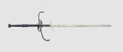 art-of-swords:  Two-handed Flamberge Sword Dated: circa 1580 Culture: Southern German Measurements: overall length 190 cm The sword features a heavy blade with ridges on both sides and offset wavy edges. The long, partially leather-covered ricasso have