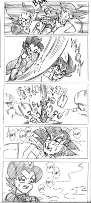 funsexydragonball:  And finally the longest strip scanned! (Used a reference from the DB Super manga for the first panel).